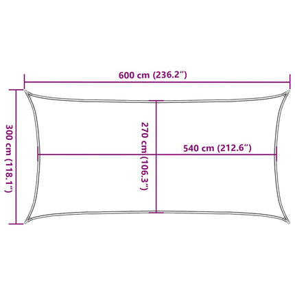 solsejl 160 g/m² 3x6 m HDPE rød