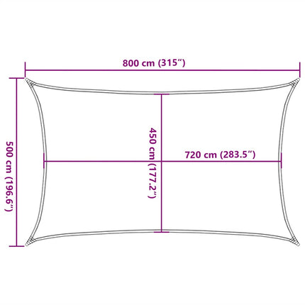 solsejl 160 g/m² 5x8 m HDPE rød