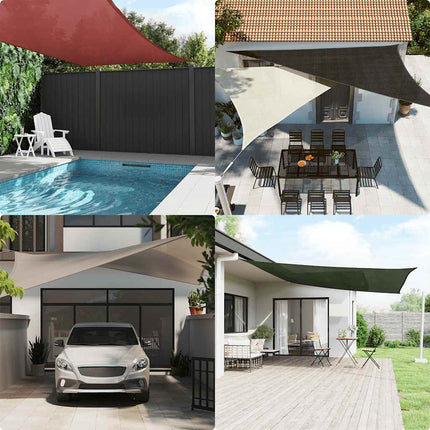 solsejl 5x5x6 m 160 g/m² HDPE rød