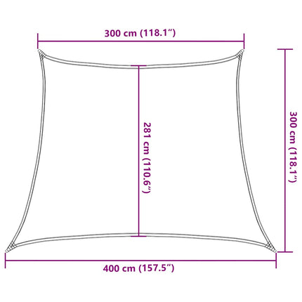solsejl 160 g/m² 3/4x3 m HDPE rød