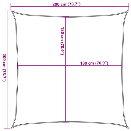 solsejl 2x2 m 160 g/m² HDPE orange