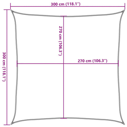 solsejl 3x3 m 160 g/m² HDPE orange