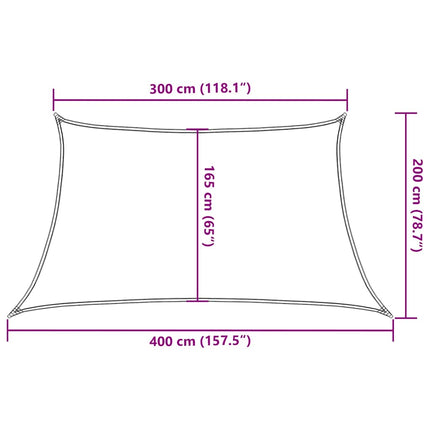 solsejl 160 g/m² 3/4x2 m trapezformet HDPE orange