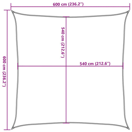solsejl 6x6 m 160 g/m² HDPE sort