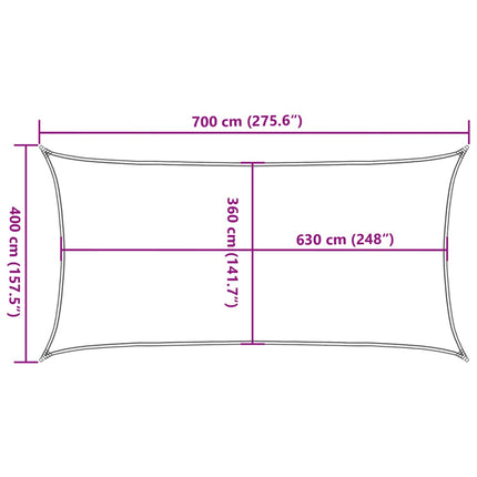solsejl 160 g/m² 4x7 m HDPE sort