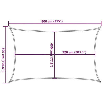 solsejl 5x8 m 160 g/m² HDPE sort