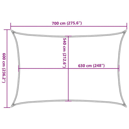 solsejl 160 g/m² 6x7 m HDPE sort