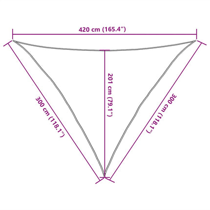 solsejl 3x3x4,2 m 160 g/m² HDPE sort
