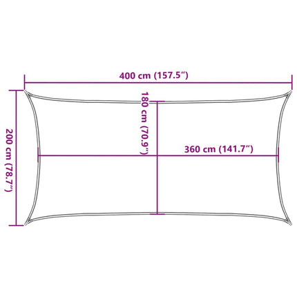 solsejl 2x4 m 160 g/m² HDPE brun
