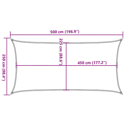 solsejl 2,5x5 m 160 g/m² HDPE brun