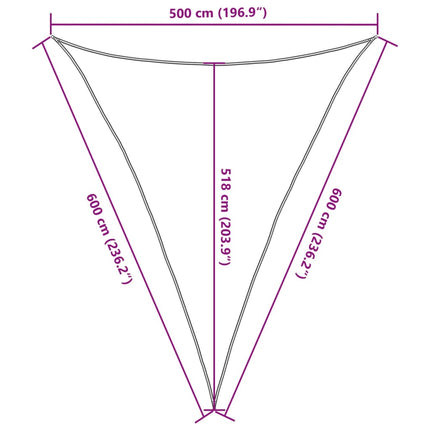 solsejl 160 g/m² 5x6x6 m HDPE brun