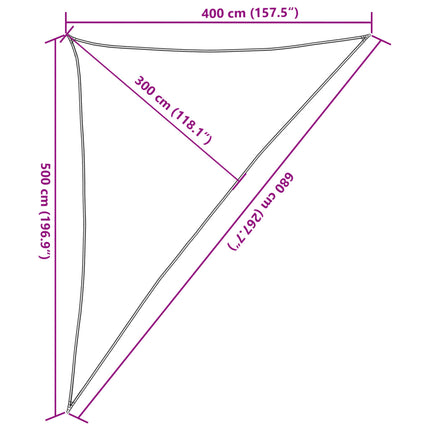 solsejl 4x5x6,8 m 160 g/m² HDPE brun