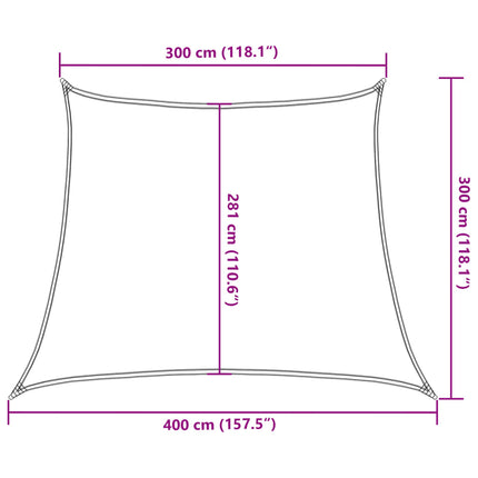 solsejl 3/4x3 m 160 g/m² HDPE brun