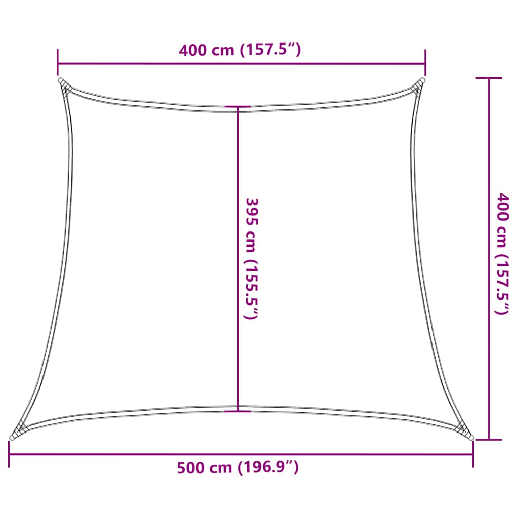 solsejl 4/5x4 m 160 g/m² trapezformet HDPE brun
