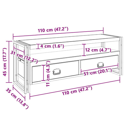 tv-skab 120x35x45 cm massivt træ med honningfarvet finish