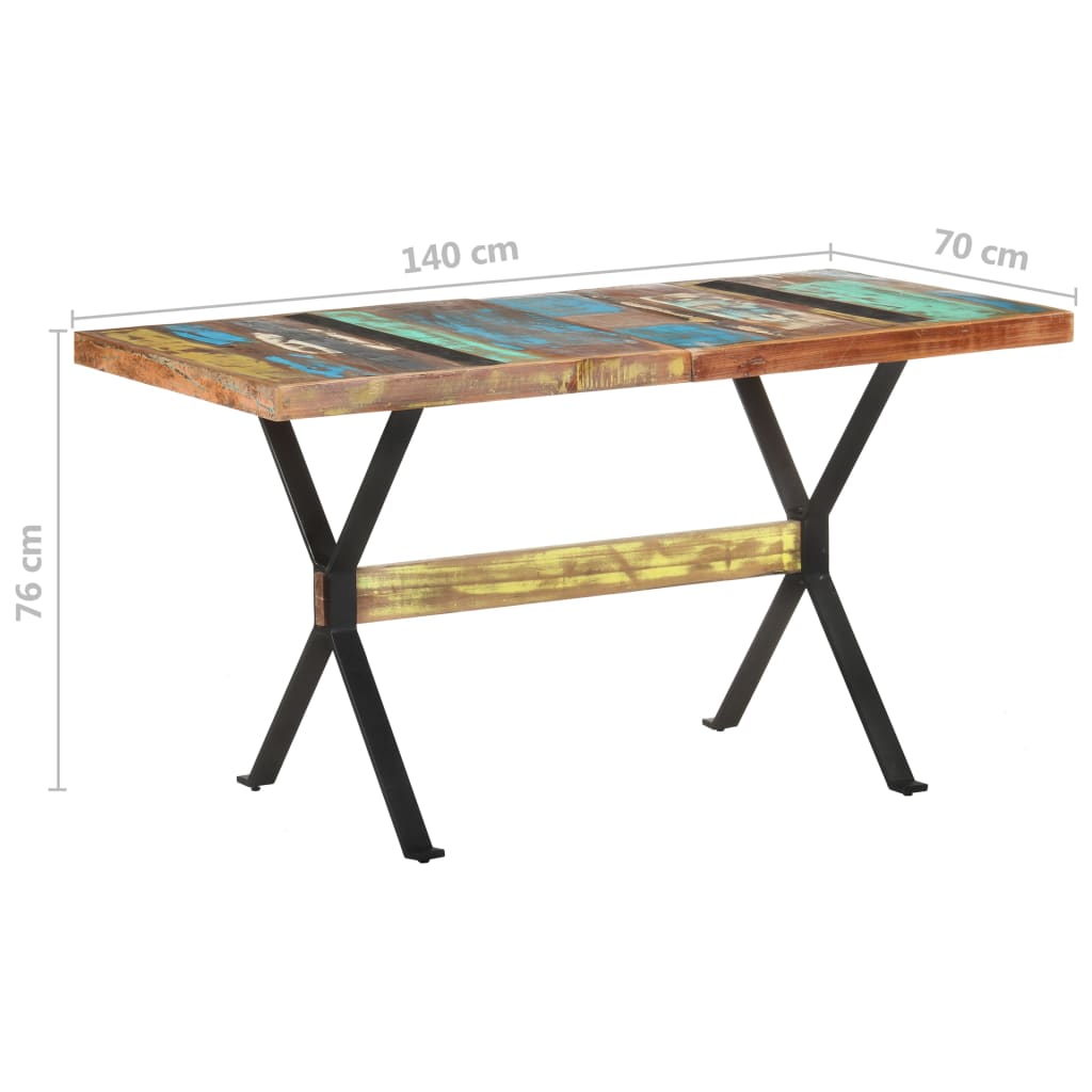 spisebord 140x70x76 cm massivt genbrugstræ