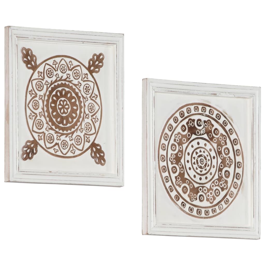 håndskårne vægpaneler 2 stk 40x40x1,5 cm MDF