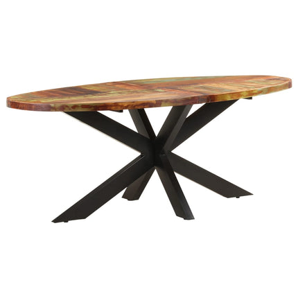 spisebord 200x100x75 cm ovalt massivt genbrugstræ