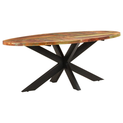 spisebord 200x100x75 cm ovalt massivt genbrugstræ
