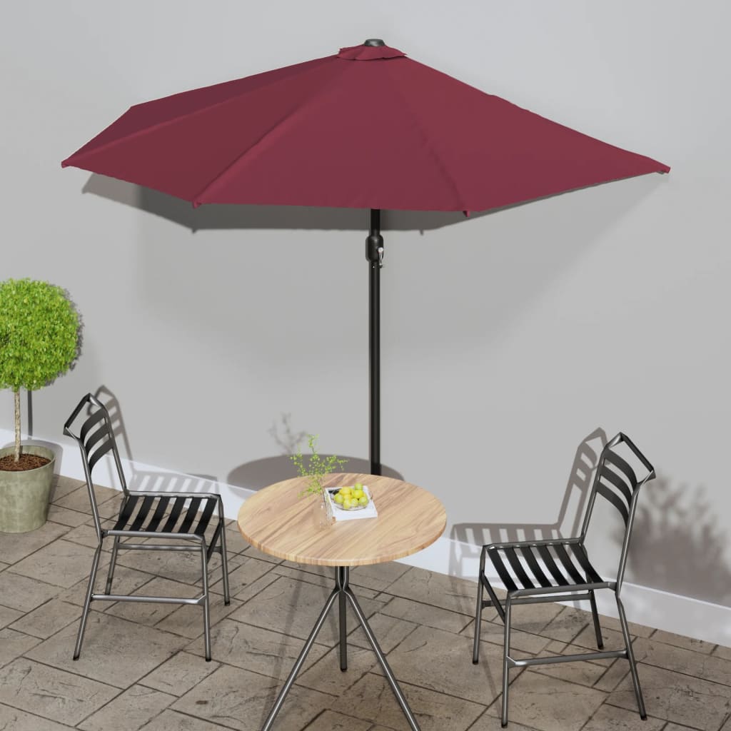 altanparasol med aluminiumsstang 270x144x222 cm halv bordeaux billede
