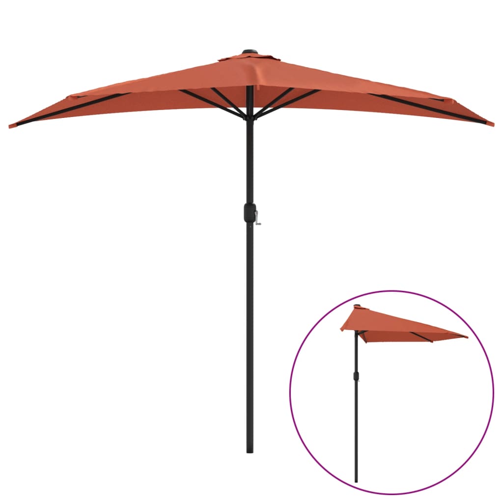 altanparasol med aluminiumsstang 270x144x222 cm halv terrakotta