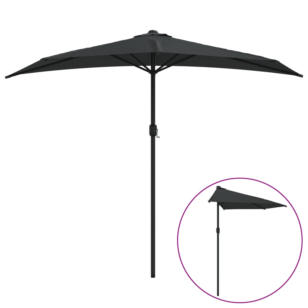 altanparasol med aluminiumsstang 270x144x222 cm halv sort