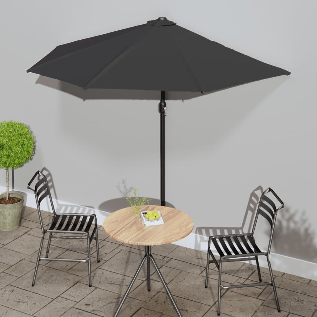 altanparasol med aluminiumsstang 270x144x222 cm halv sort