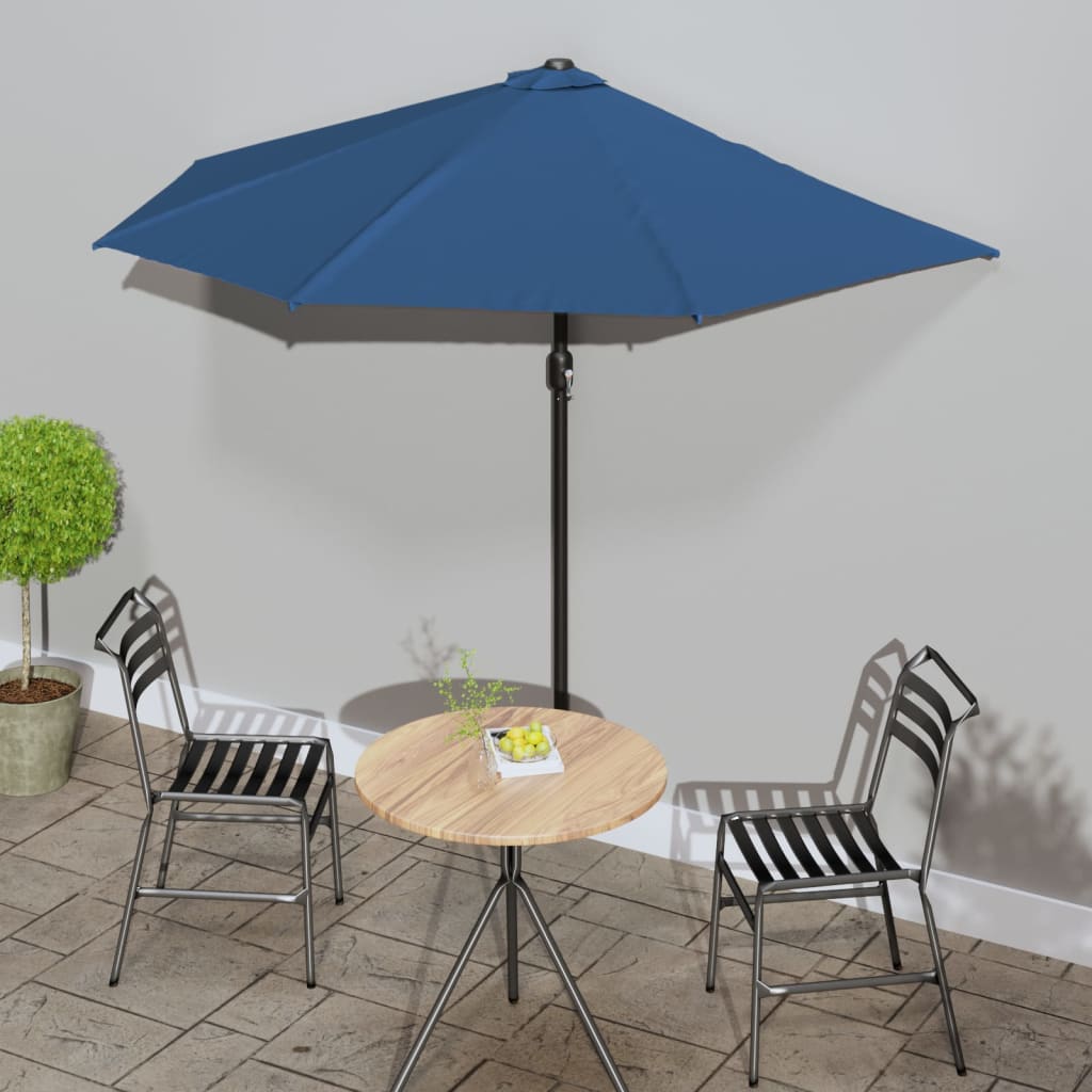 Altanparasol halvrund 270 × 144 × 222 cm - blå, aluminiumsstang