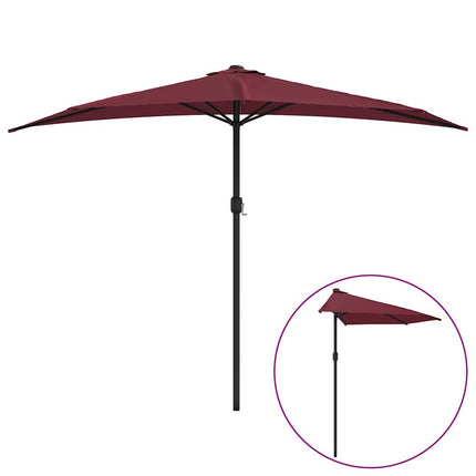 altanparasol med aluminiumsstang 300x155x223 cm halv bordeaux