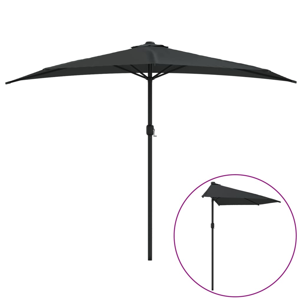 altanparasol med aluminiumsstang 300x155x223 cm halv sort