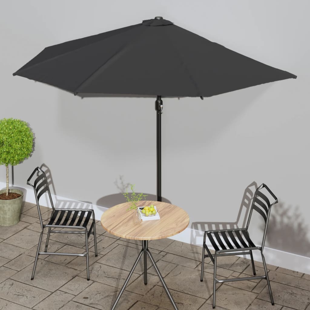 altanparasol med aluminiumsstang 300x155x223 cm halv sort