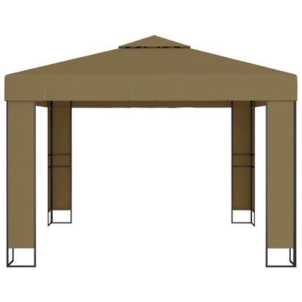 pavillon med dobbelttag 3x3x2,7 m 180 g/m² gråbrun