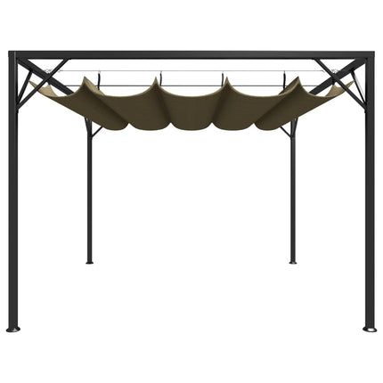 havepavillon med tilbagetrækkeligt tag 3x3 m 180 g/m² gråbrun