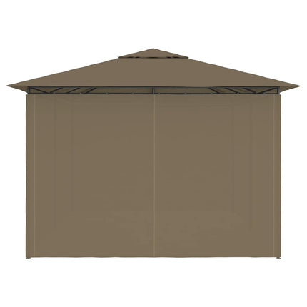 havetelt med gardiner 4x3 m 180 g/m² gråbrun