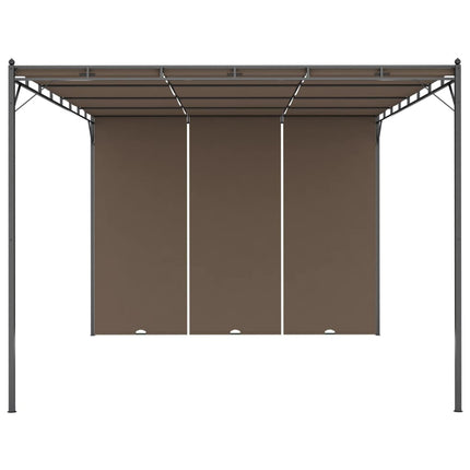havepavillon med sidegardin 4x3x2,25 m gråbrun