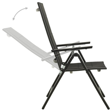 Klapstole 2 stk. Textilene og aluminium sort