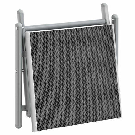 foldbar fodskammel textilene og aluminium sort og sølvfarvet
