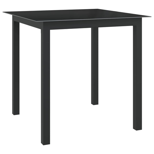 havebord 80x80x74 cm glas og aluminium sort