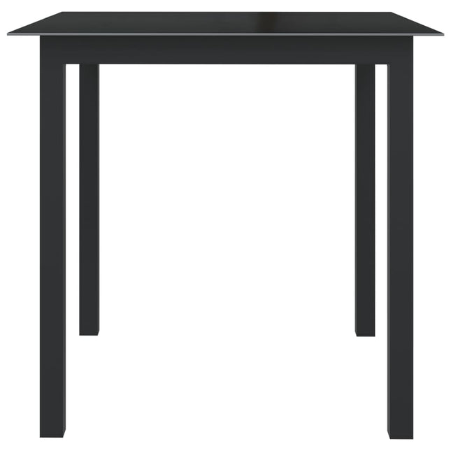 havebord 80x80x74 cm glas og aluminium sort