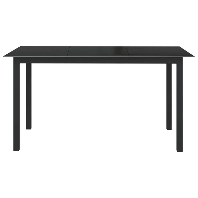 havebord 150x90x74 cm aluminium og glas sort