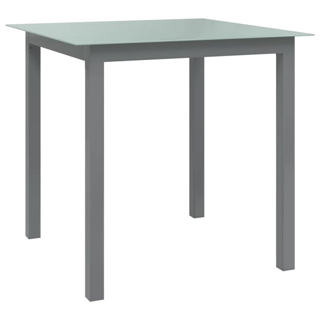 havebord 80x80x74 cm aluminium og glas lysegrå