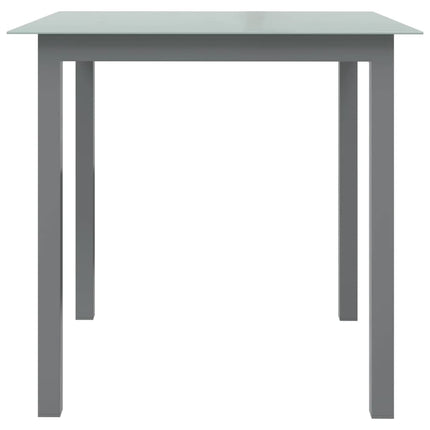 havebord 80x80x74 cm aluminium og glas lysegrå