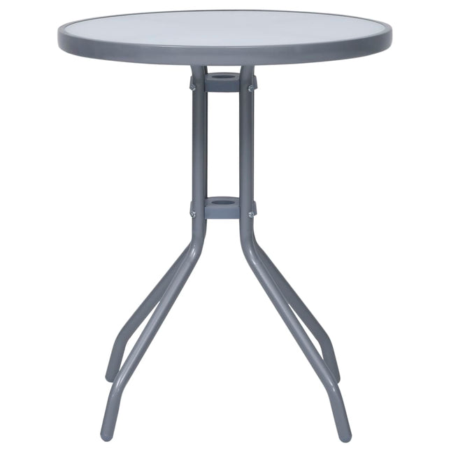 havebord 60 cm stål og glas lysegrå
