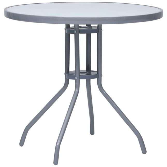 havebord 80 cm stål og glas lysegrå