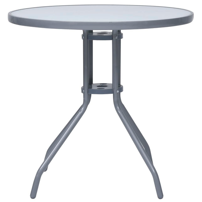 havebord 80 cm stål og glas lysegrå