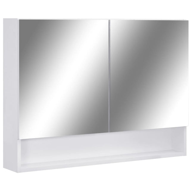 badeværelsesskab med spejl + LED 80x15x60 cm MDF hvid