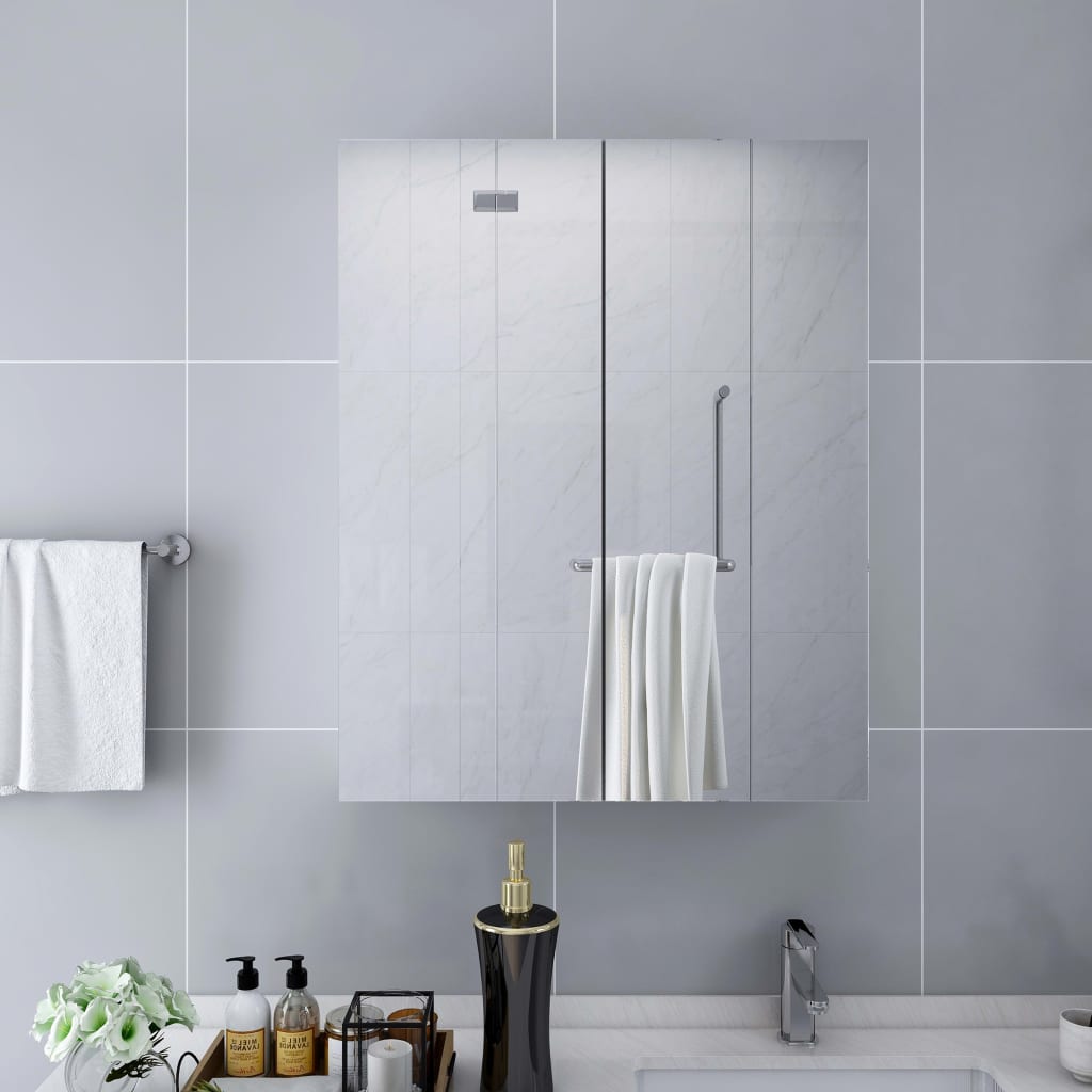 323607 vidaXL Bathroom Mirror Cabinet White 60x15x75 cm MDF billede