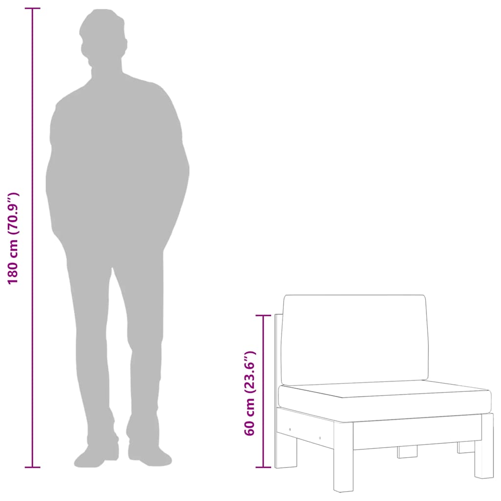 midterdel til sofa cremefarvde hynder massivt akacietræ