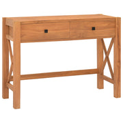 skrivebord med 2 skuffer 100x40x75 cm teaktræ