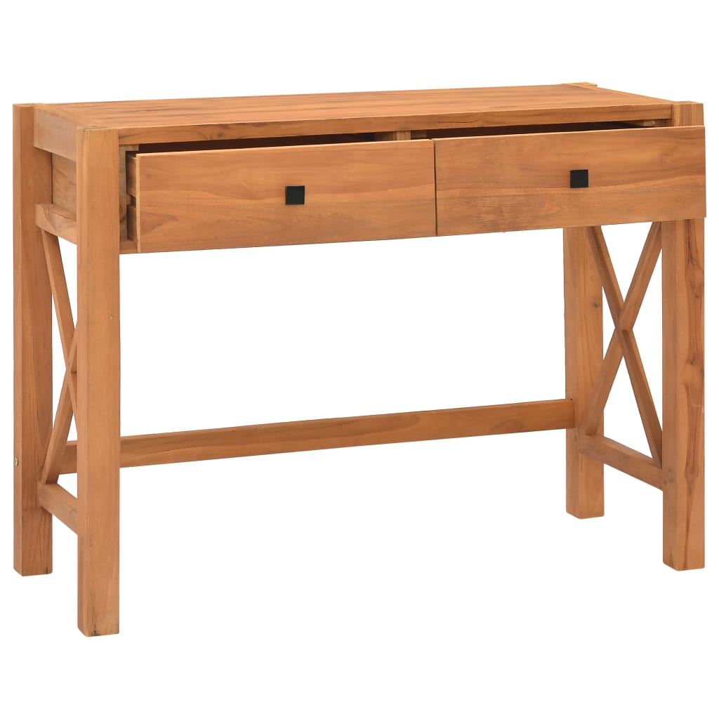 skrivebord med 2 skuffer 100x40x75 cm teaktræ